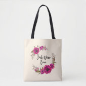 ピンク明るい赤紫色フローラポピーリース最高のママーエバー トートバッグ (正面)