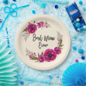 ピンク明るい赤紫色フローラポピーリース最高のママーエバー ペーパープレート (パーティー)