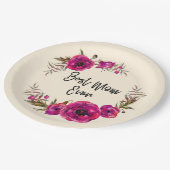 ピンク明るい赤紫色フローラポピーリース最高のママーエバー ペーパープレート (アングル)