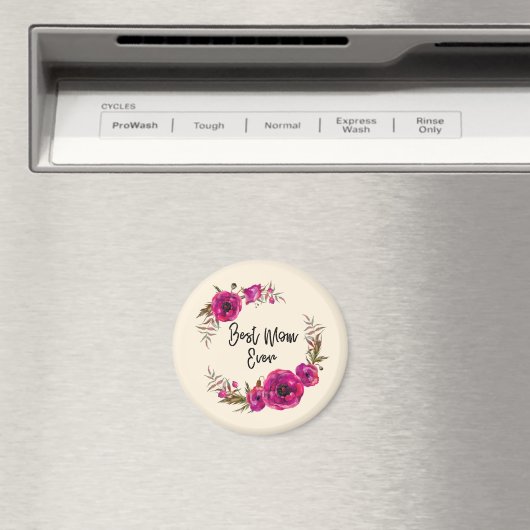 ピンク明るい赤紫色フローラポピーリース最高のママーエバー マグネット (インサイチュ (食洗機))