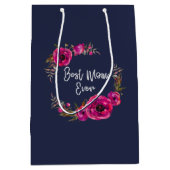 ピンク明るい赤紫色フローラポピーリース最高のママーエバー ミディアムペーパーバッグ (正面)