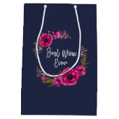 ピンク明るい赤紫色フローラポピーリース最高のママーエバー ミディアムペーパーバッグ (裏面)