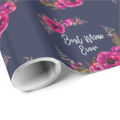 ピンク明るい赤紫色フローラポピーリース最高のママーエバー ラッピングペーパー (ロールコーナー)