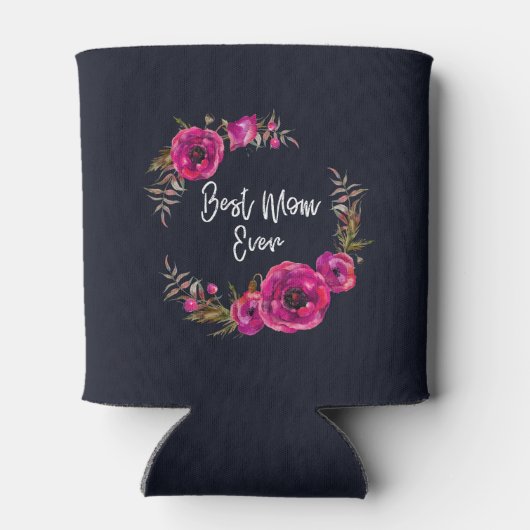 ピンク明るい赤紫色フローラポピーリース最高のママーエバー 缶クーラー (裏面)