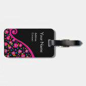 ピンク明るい赤紫色ブラック抽象芸術デコモノグラム ラゲッジタグ (裏面横)