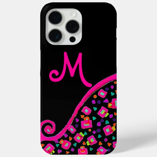 ピンク明るい赤紫色ブラック抽象芸術デコモノグラム Case-Mate iPhoneケース (裏面)
