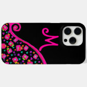 ピンク明るい赤紫色ブラック抽象芸術デコモノグラム Case-Mate iPhoneケース (裏面 (横))