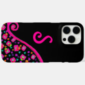 ピンク明るい赤紫色ブラック抽象芸術デコモノグラム Case-Mate iPhoneケース (裏面 (横))