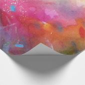 ピンク明るい赤紫色ブルー抽象芸術水彩 ラッピングペーパー (角)