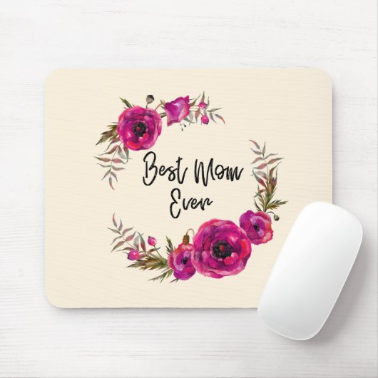ピンク明るい赤紫色ポピーリース最高のママモマエバー マウスパッド (マウス)