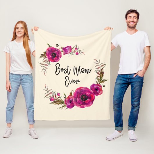 ピンク明るい赤紫色ポピー最高のズママ今まで – 母ダ フリースブランケット (インサイチュ)