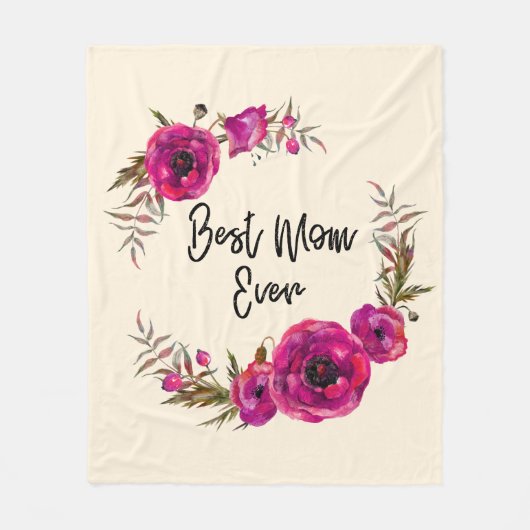 ピンク明るい赤紫色ポピー最高のズママ今まで – 母ダ フリースブランケット (正面)