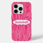 ピンク明るい赤紫色木目パターパーソナライズされたンiPhone Case-Mate iPhoneケース (裏面)