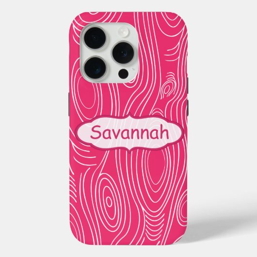 ピンク明るい赤紫色木目パターパーソナライズされたンiPhone Case-Mate iPhoneケース (裏面)