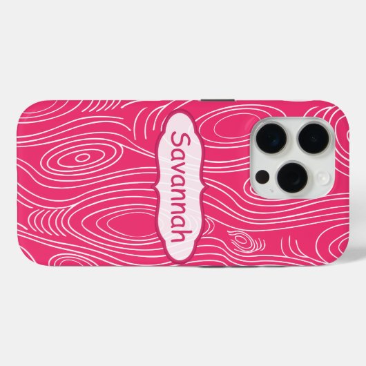 ピンク明るい赤紫色木目パターパーソナライズされたンiPhone Case-Mate iPhoneケース (裏面 (横))