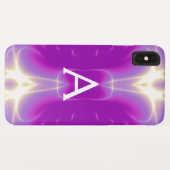 ピンク明るい赤紫色白フラクタル波モノグラム抽象芸術 Case-Mate iPhoneケース (裏面(横))