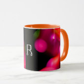 ピンク明るい赤紫色紫色ブラックフラクタルバブル単像 マグカップ (正面右)