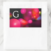 ピンク明るい赤紫色紫色ブラックフラクタルバブル単像 長方形シール (バッグ)