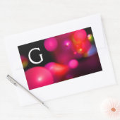 ピンク明るい赤紫色紫色ブラックフラクタルバブル単像 長方形シール (封筒)