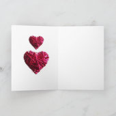 ピンク明るい赤紫色編組ハート，バレンタインデー シーズンカード (内部)