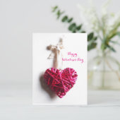 ピンク明るい赤紫色編組ハート，バレンタインデー シーズンポストカード (スタンド正面)