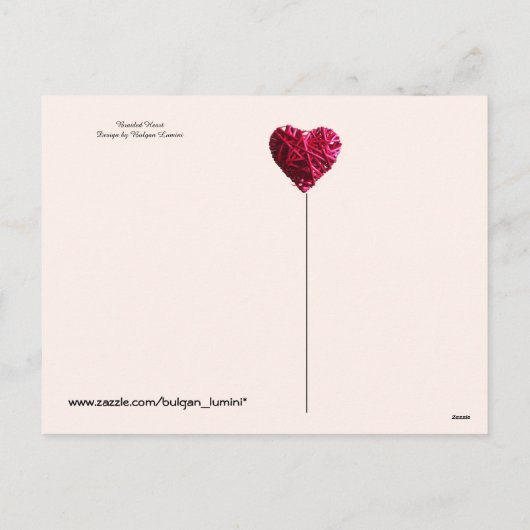 ピンク明るい赤紫色編組ハート，バレンタインデー シーズンポストカード (裏面)