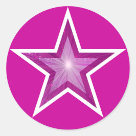 ピンク星の丸いステッカーピンク ラウンドシール