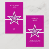 ピンク星ホワイトラインの名刺ピンク（縦） 名刺 (正面/裏面)