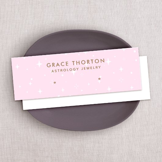 ピンク星占いスタッドイヤリングディスプレイカード スキニー名刺