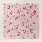 ピンク星占い〔占星術の〕十二宮図記号 ジグソーパズル (横)