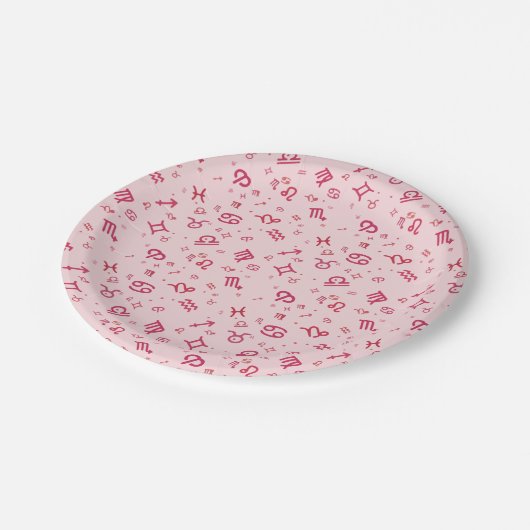 ピンク星占い〔占星術の〕十二宮図記号 ペーパープレート (アングル)