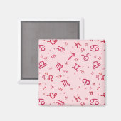 ピンク星占い〔占星術の〕十二宮図記号 マグネット (正面/裏面)