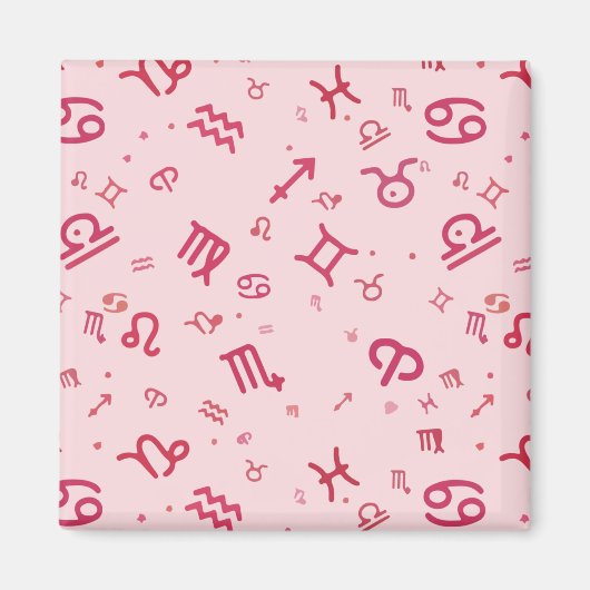 ピンク星占い〔占星術の〕十二宮図記号 マグネット (正面)