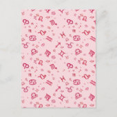 ピンク星占い〔占星術の〕十二宮図記号 案内ポストカード (正面)