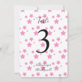 ピンク星背景 |テーブル番号カード 招待状 (裏面)