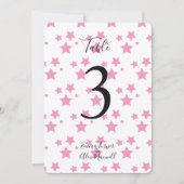 ピンク星背景 |テーブル番号カード 招待状 (正面)
