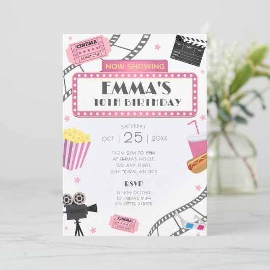 ピンク映画の夜の誕生日パーティー招待映画 招待状 (スタンド正面)