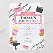 ピンク映画の夜の誕生日パーティー招待映画 招待状 (正面/裏面)