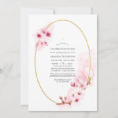 ピンク春さくらんぼブロッサムお祝いの生活 招待状 (正面)