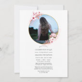 ピンク春さくらんぼブロッサムお祝いの生活 招待状 (正面)