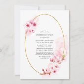 ピンク春さくらんぼブロッサムお祝いの生活 招待状 (正面)