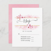 ピンク春さくらんぼブロッサムキンセアニラRSVPカード 出欠カード (正面/裏面)