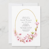 ピンク春さくらんぼブロッサムブライダルシャワー 招待状 (正面)