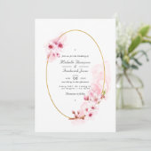 ピンク春さくらんぼブロッサムQRコードRSVP 結婚's 招待状 (スタンド正面)