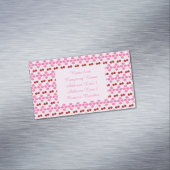 ピンク春さくらんぼ花とさくらんぼ パターン（の模様が）ある マグネット名刺 (インサイチュ)