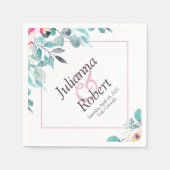 ピンク春の水カラーフローラナプキン スタンダードカクテルナプキン (正面)