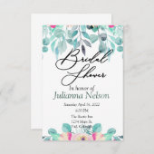 ピンク春の水彩フローラ招待 招待状 (正面/裏面)