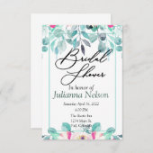 ピンク春の水彩フローラ招待 招待状 (正面/裏面)