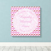 ピンク春の結婚式さくらんぼ花とさくらんぼ キャンバスプリント (インサイチュ (ウッドフロア))