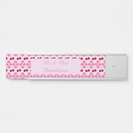 ピンク春の結婚式さくらんぼ花とさくらんぼ サインプレート (正面)